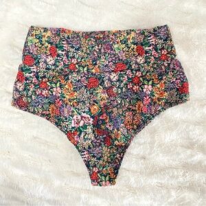 Montce Women's Mara Floral Added Coverage High Rise Bikini Bottom Size Small